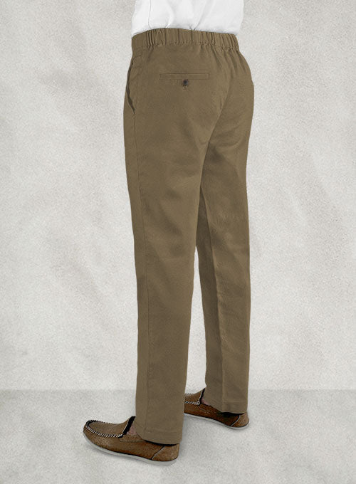 Easy Pants Dark Beige Cotton Canvas - StudioSuits