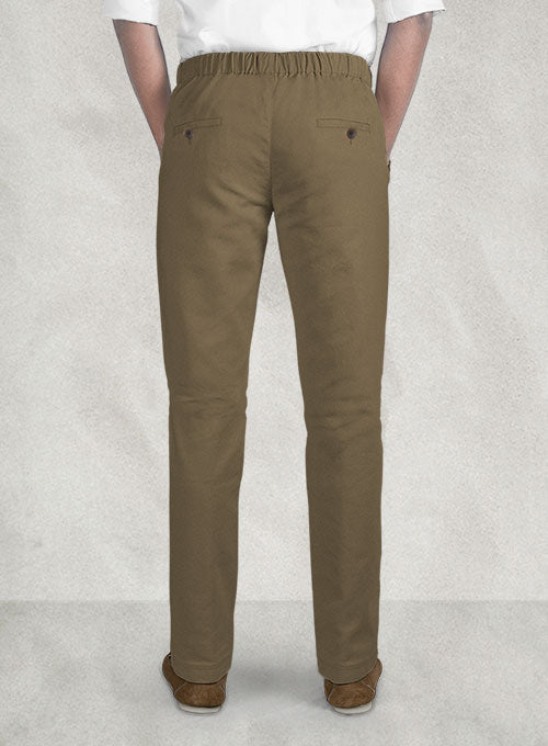 Easy Pants Dark Beige Cotton Canvas - StudioSuits