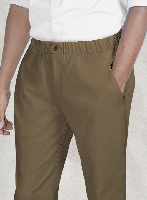 Easy Pants Dark Beige Cotton Canvas - StudioSuits