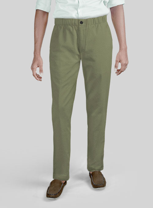 Easy Pants Green Cotton Canvas - StudioSuits