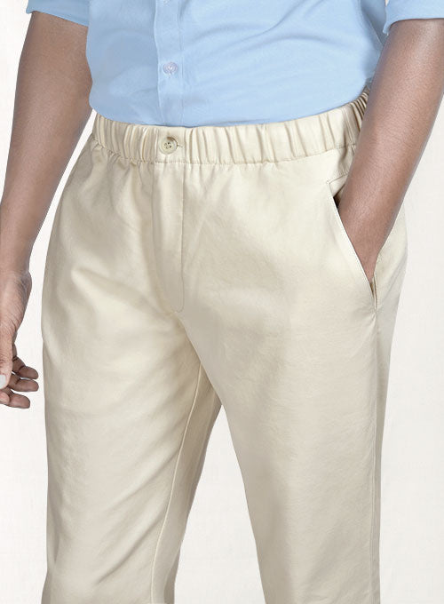 Easy Pants Light Beige Cotton Canvas - StudioSuits