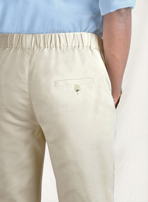 Easy Pants Light Beige Cotton Canvas - StudioSuits