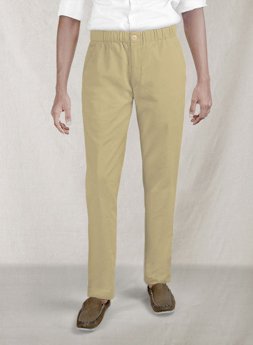 Easy Pants Beige Cotton Canvas - StudioSuits