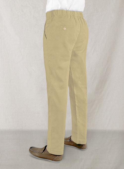 Easy Pants Beige Cotton Canvas - StudioSuits