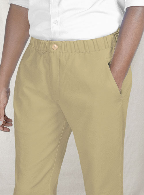 Easy Pants Beige Cotton Canvas - StudioSuits