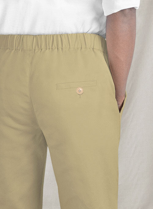 Easy Pants Beige Cotton Canvas - StudioSuits