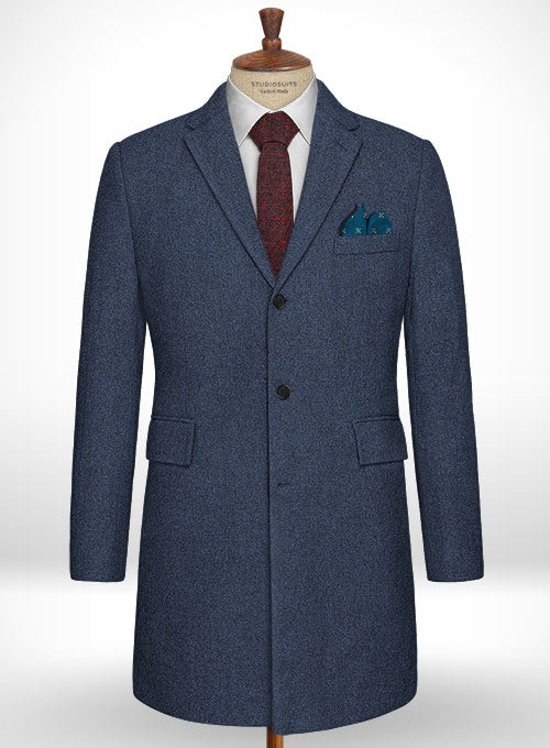 Empire Blue Tweed Overcoat - StudioSuits