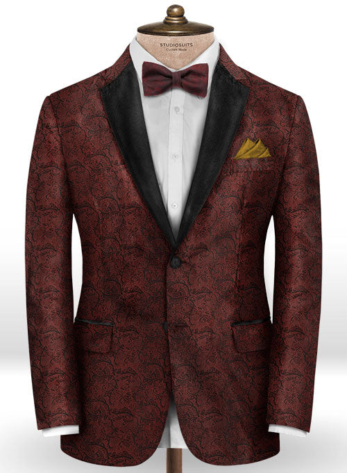 Enar Wine Wool Tuxedo Jacket - StudioSuits