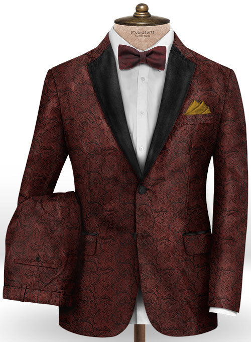 Enar Wine Wool Tuxedo Suit - StudioSuits