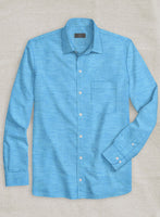 European Blue Linen Shirt - StudioSuits