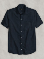 European Dark Blue Linen Shirt - StudioSuits