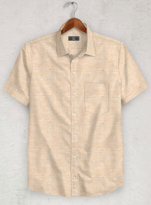 European Light Brown Linen Shirt - StudioSuits