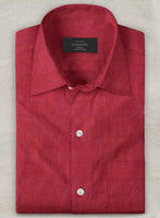 European Melon Red Linen Shirt - StudioSuits