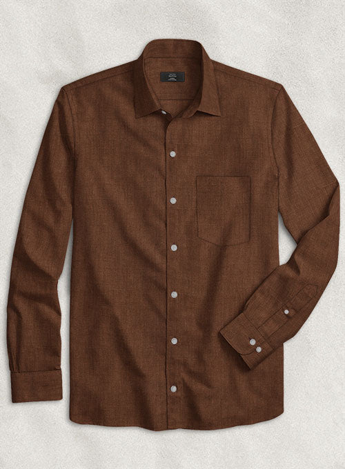 European Oak Brown Linen Shirt - StudioSuits