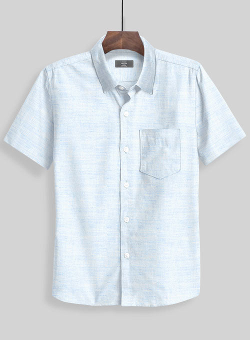 European Pale Blue Linen Shirt - StudioSuits