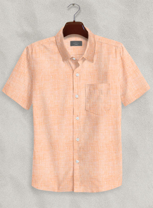 European Pale Orange Linen Shirt - StudioSuits