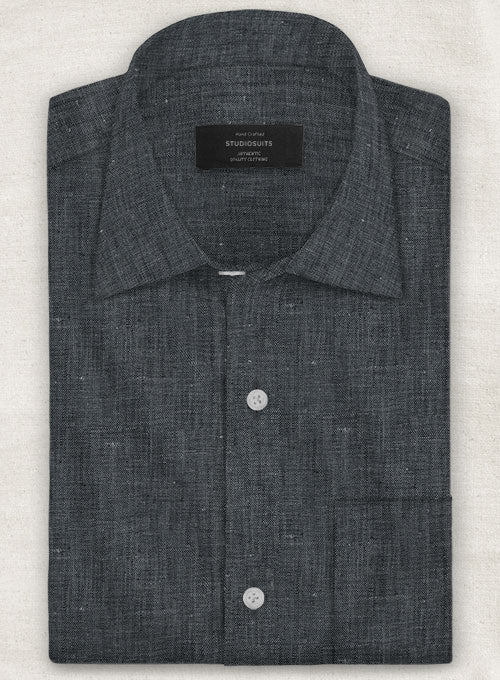 European Ash Gray Linen Shirt - StudioSuits