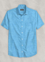 European Blue Linen Shirt - StudioSuits