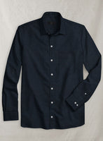 European Dark Blue Linen Shirt - StudioSuits