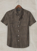 European Dark Brown Linen Shirt - StudioSuits