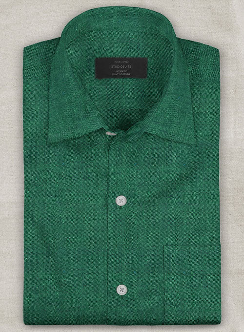 European Green Linen Shirt - StudioSuits