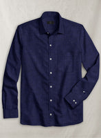 European Indigo Blue Linen Shirt - StudioSuits