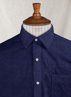 European Indigo Blue Linen Shirt - StudioSuits