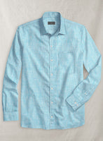 European Sky Blue Linen Shirt - StudioSuits