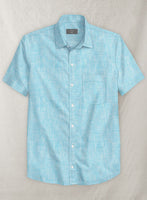 European Sky Blue Linen Shirt - StudioSuits