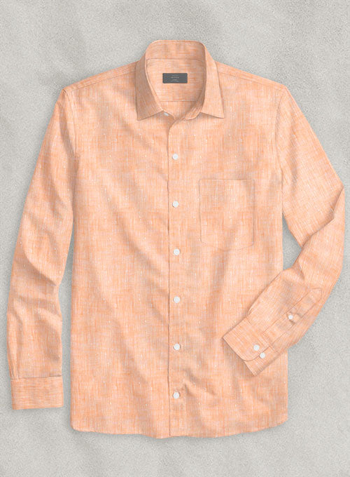 European Pale Orange Linen Shirt - StudioSuits