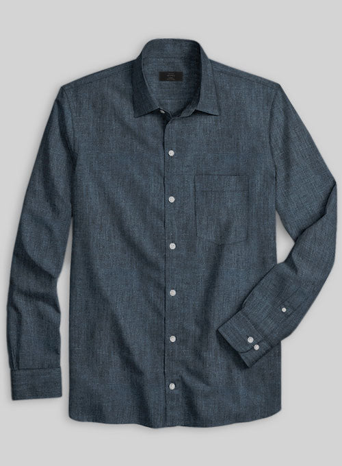 European Whale Blue Linen Shirt - StudioSuits