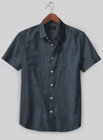 European Whale Blue Linen Shirt - StudioSuits