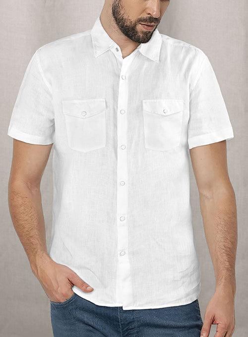 European Linen Western Style Shirt - Half Sleeves - StudioSuits