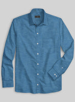 European Phthalo Blue Linen Shirt - StudioSuits