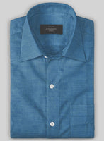 European Phthalo Blue Linen Shirt - StudioSuits