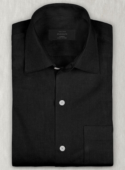 European Black Linen Shirt - StudioSuits