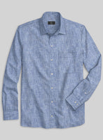 European Smalt Blue Linen Shirt - StudioSuits