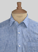 European Smalt Blue Linen Shirt - StudioSuits