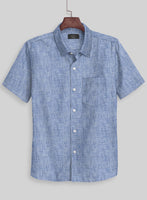 European Smalt Blue Linen Shirt - StudioSuits