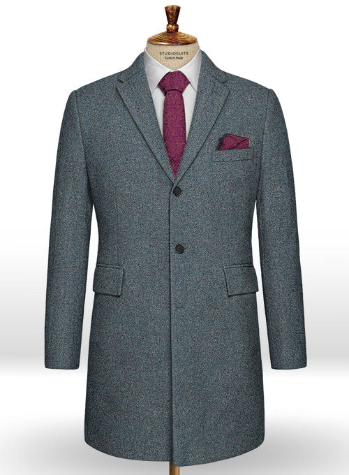 French Blue Tweed Overcoat - StudioSuits