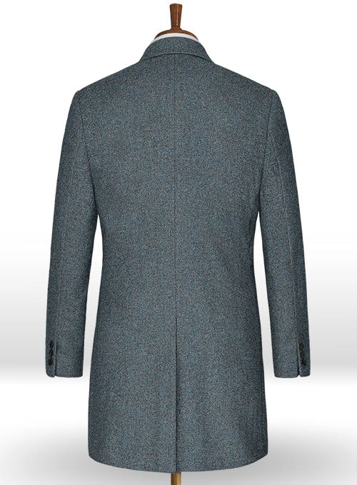 French Blue Tweed Overcoat - StudioSuits