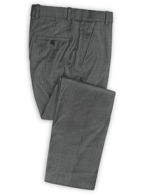 French Mid Charcoal Gray Wool Pants - StudioSuits