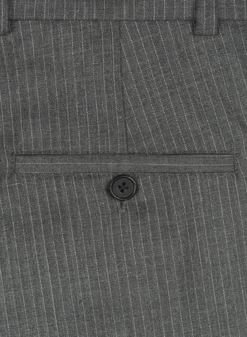 French Mid Charcoal Gray Wool Pants - StudioSuits