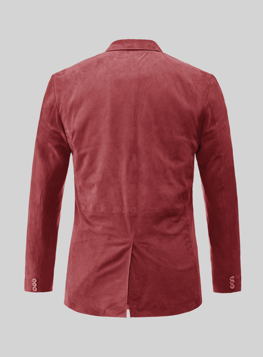 French Red Suede Leather Blazer - StudioSuits