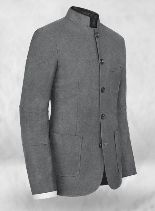 Frosted Mid Gray Terry Rayon Breezer Style Jacket - StudioSuits