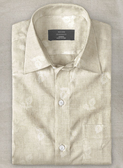 Frond Beige Linen Shirt - StudioSuits