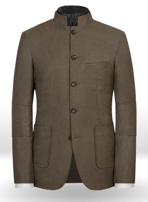 Frosted Brown Terry Rayon Breezer Style Jacket - StudioSuits