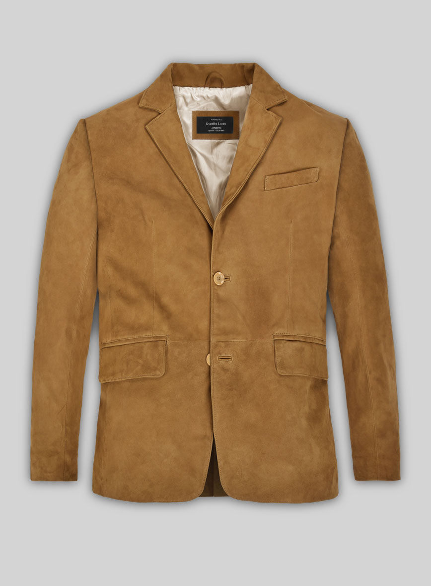 Ginger Brown Suede Leather Blazer - StudioSuits