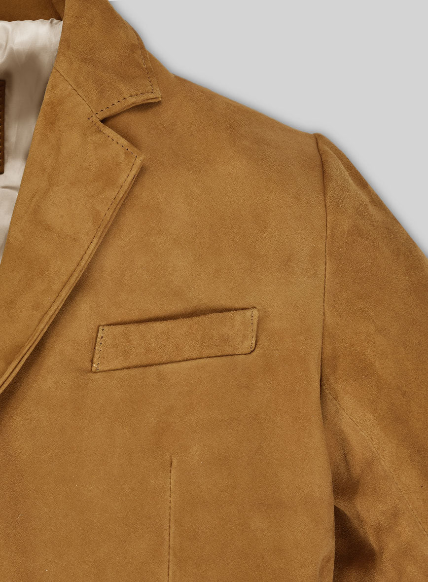 Ginger Brown Suede Leather Blazer - StudioSuits