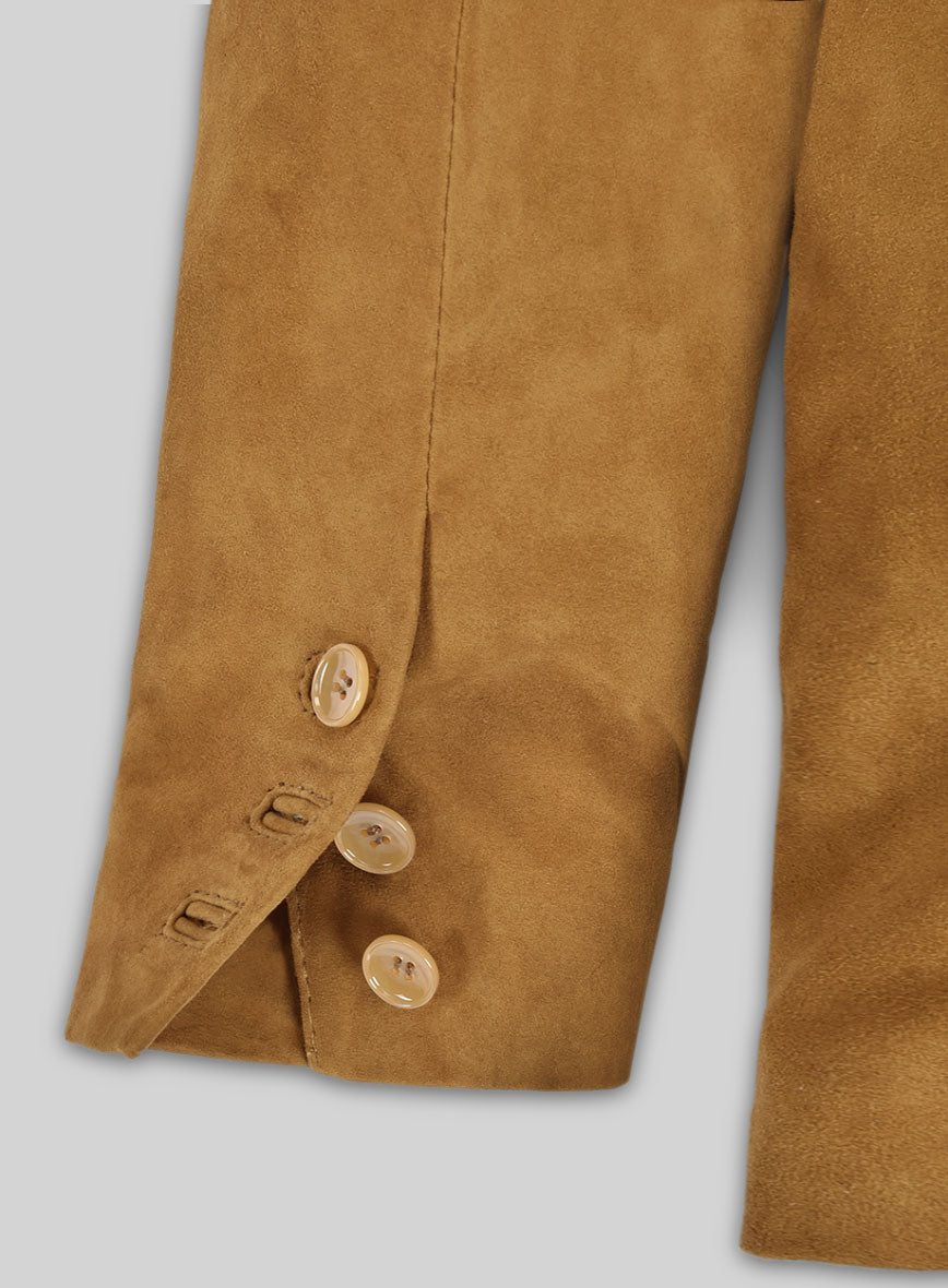 Ginger Brown Suede Leather Blazer - StudioSuits